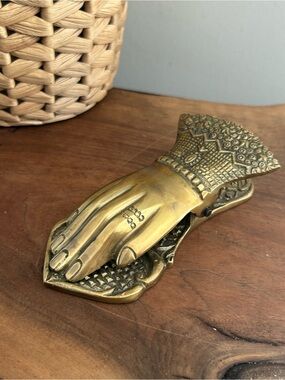 Brass Decorative Hand Paper Clip - Gold Tone Victorian